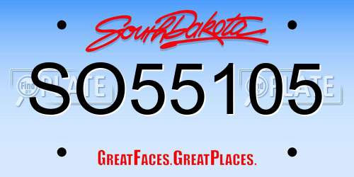 SO55105 South Dakota License Plate