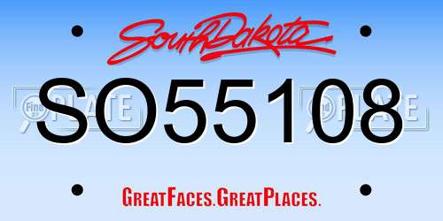 SO55108 South Dakota License Plate