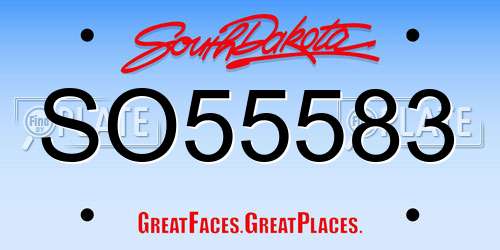 SO55583 South Dakota License Plate