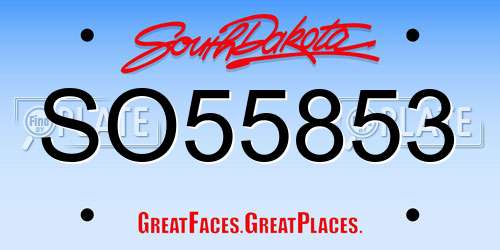 SO55853 South Dakota License Plate