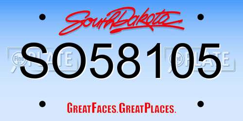 SO58105 South Dakota License Plate