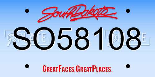 SO58108 South Dakota License Plate