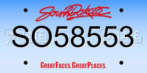 SO58553 South Dakota License Plate