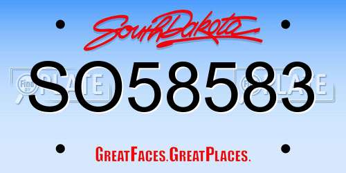 SO58583 South Dakota License Plate