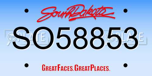 SO58853 South Dakota License Plate