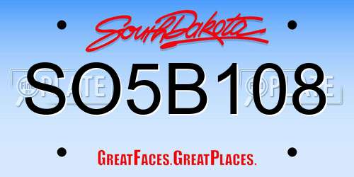 SO5B108 South Dakota License Plate