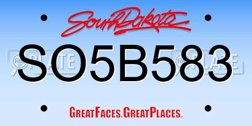 SO5B583 South Dakota License Plate