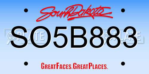 SO5B883 South Dakota License Plate
