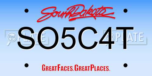 SO5C4T South Dakota License Plate