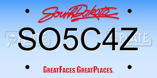 SO5C4Z South Dakota License Plate