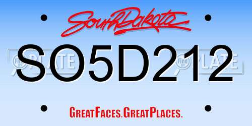 SO5D212 South Dakota License Plate