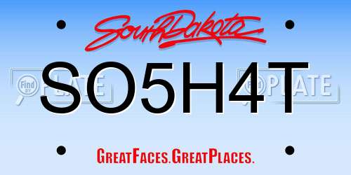 SO5H4T South Dakota License Plate