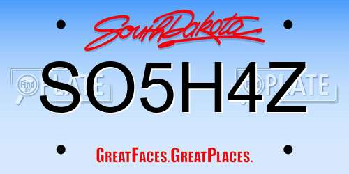 SO5H4Z South Dakota License Plate