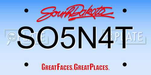 SO5N4T South Dakota License Plate