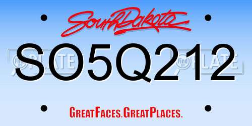 SO5Q212 South Dakota License Plate