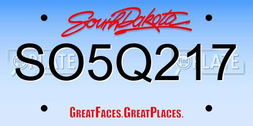 SO5Q217 South Dakota License Plate