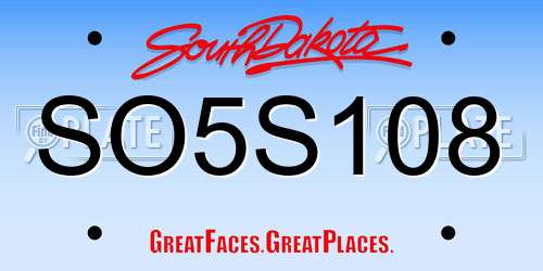 SO5S108 South Dakota License Plate