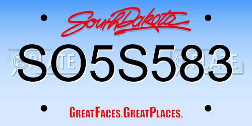 SO5S583 South Dakota License Plate