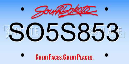 SO5S853 South Dakota License Plate