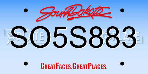SO5S883 South Dakota License Plate