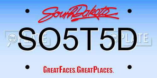 SO5T5D South Dakota License Plate