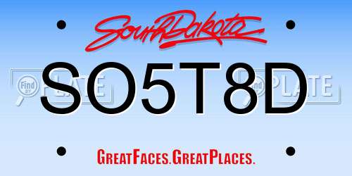 SO5T8D South Dakota License Plate