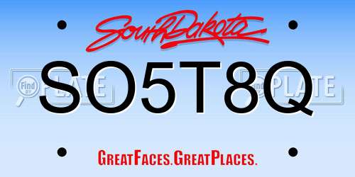 SO5T8Q South Dakota License Plate