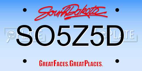 SO5Z5D South Dakota License Plate