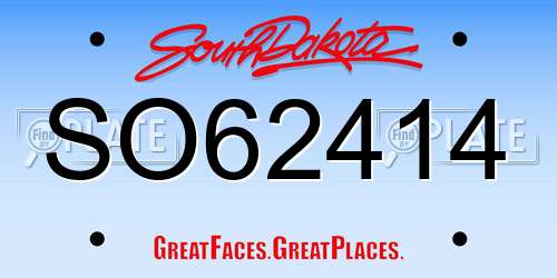 SO62414 South Dakota License Plate