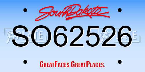 SO62526 South Dakota License Plate