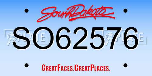 SO62576 South Dakota License Plate