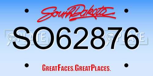 SO62876 South Dakota License Plate