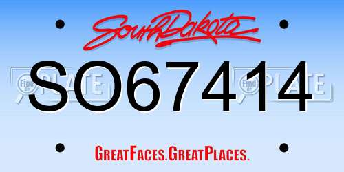 SO67414 South Dakota License Plate