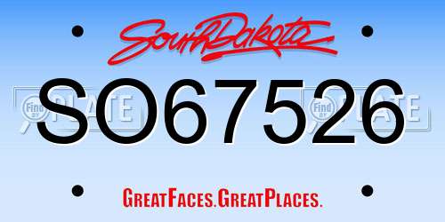 SO67526 South Dakota License Plate