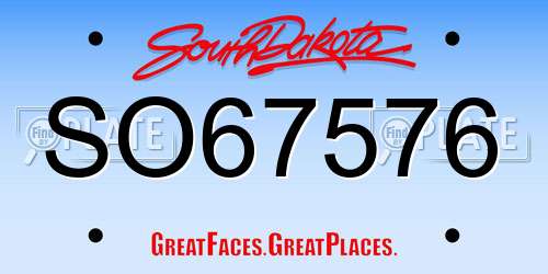 SO67576 South Dakota License Plate