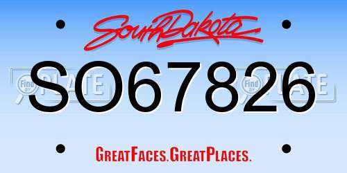 SO67826 South Dakota License Plate