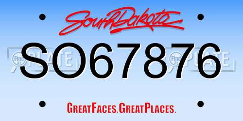 SO67876 South Dakota License Plate