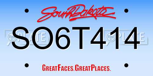 SO6T414 South Dakota License Plate