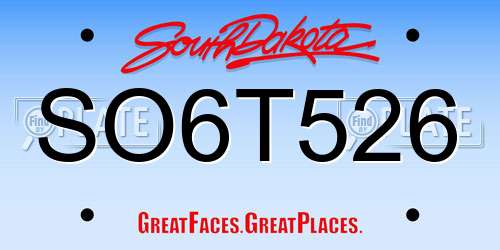 SO6T526 South Dakota License Plate