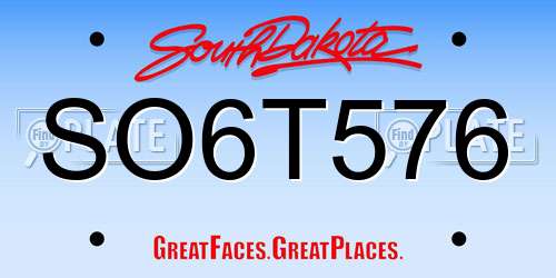 SO6T576 South Dakota License Plate