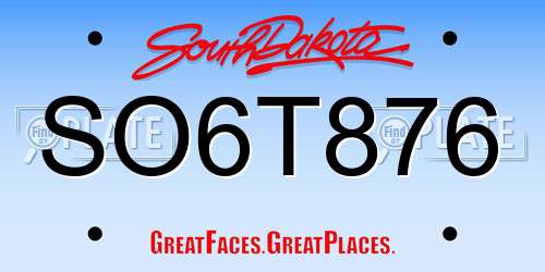 SO6T876 South Dakota License Plate