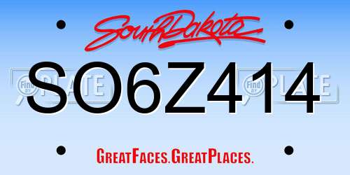 SO6Z414 South Dakota License Plate