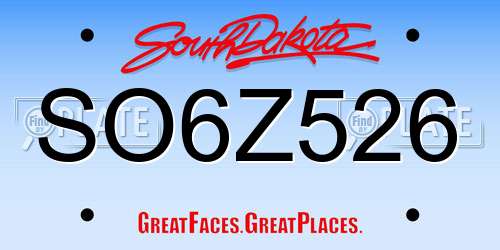 SO6Z526 South Dakota License Plate