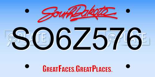 SO6Z576 South Dakota License Plate