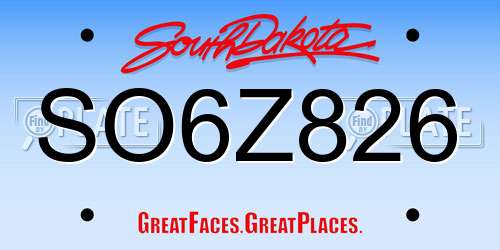 SO6Z826 South Dakota License Plate