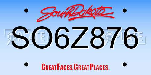 SO6Z876 South Dakota License Plate