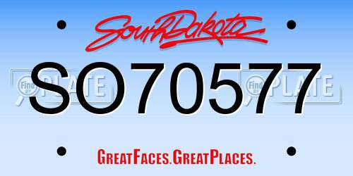 SO70577 South Dakota License Plate