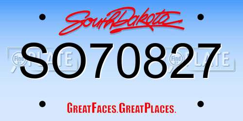 SO70827 South Dakota License Plate