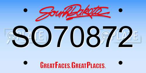 SO70872 South Dakota License Plate