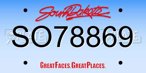 SO78869 South Dakota License Plate